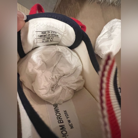 Thom Browne - Leather Trim Sneakers. - Picture 6 of 10